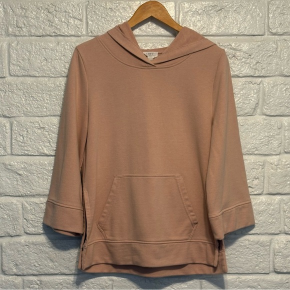 LOFT LOUNGE Hooded Pullover Top Dusty Rose Pink Women’s Size Medium - Picture 3 of 7